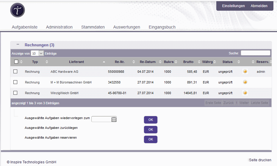 Aufgabenliste